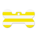 Horizontal Stripes - White and Canary Yellow Dog Tag Bone (Two Sides)