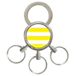 Horizontal Stripes - White and Canary Yellow 3-Ring Key Chain