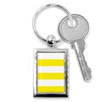 Horizontal Stripes - White and Canary Yellow Key Chain (Rectangle)