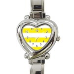 Horizontal Stripes - White and Canary Yellow Heart Italian Charm Watch