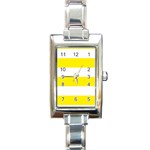 Horizontal Stripes - White and Canary Yellow Rectangle Italian Charm Watch