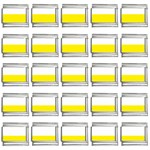 Horizontal Stripes - White and Canary Yellow 9mm Italian Charm (25 pack)