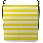 Horizontal Stripes - White and Canary Yellow Flap Closure Messenger Bag (S)