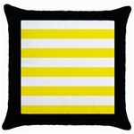 Horizontal Stripes - White and Canary Yellow Throw Pillow Case (Black)