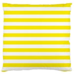 Horizontal Stripes - White and Canary Yellow Large Cushion Case (One Side)