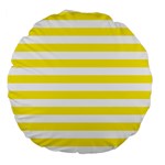 Horizontal Stripes - White and Canary Yellow Large 18  Premium Round Cushion