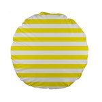 Horizontal Stripes - White and Canary Yellow Standard 15  Premium Round Cushion