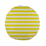 Horizontal Stripes - White and Canary Yellow Standard 15  Premium Flano Round Cushion