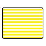 Horizontal Stripes - White and Canary Yellow Fleece Blanket (Small) (One Side)
