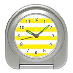 Horizontal Stripes - White and Canary Yellow Desk Alarm Clock