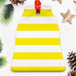 Horizontal Stripes - White and Canary Yellow Ornament (Bell)