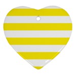 Horizontal Stripes - White and Canary Yellow Ornament (Heart)