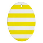 Horizontal Stripes - White and Canary Yellow Ornament (Oval)