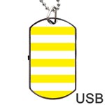 Horizontal Stripes - White and Canary Yellow Dog Tag USB Flash (One Side)