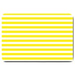 Horizontal Stripes - White and Canary Yellow Large Doormat