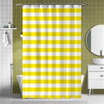 Horizontal Stripes - White and Canary Yellow Shower Curtain 48  x 72  (Small)