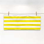 Horizontal Stripes - White and Canary Yellow Hand Towel