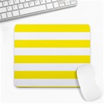 Horizontal Stripes - White and Canary Yellow Large Mousepad