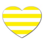 Horizontal Stripes - White and Canary Yellow Heart Mousepad