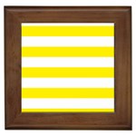Horizontal Stripes - White and Canary Yellow Framed Tile