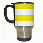 Horizontal Stripes - White and Canary Yellow Travel Mug (White)