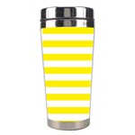 Horizontal Stripes - White and Canary Yellow Stainless Steel Travel Tumbler