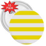 Horizontal Stripes - White and Canary Yellow 3  Button (10 pack)