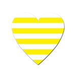 Horizontal Stripes - White and Canary Yellow Magnet (Heart)