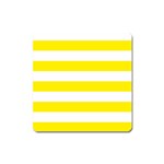 Horizontal Stripes - White and Canary Yellow Magnet (Square)