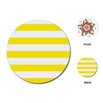 Horizontal Stripes - White and Canary Yellow Playing Cards (Round)