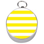 Horizontal Stripes - White and Canary Yellow Silver Compass