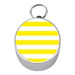 Horizontal Stripes - White and Canary Yellow Silver Compass (Mini)