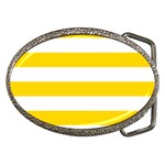 Horizontal Stripes - White and Gold Yellow Belt Buckle