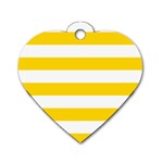 Horizontal Stripes - White and Gold Yellow Dog Tag Heart (Two Sides)