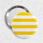 Horizontal Stripes - White and Gold Yellow 2.25  Handbag Mirror