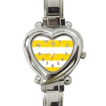 Horizontal Stripes - White and Gold Yellow Heart Italian Charm Watch