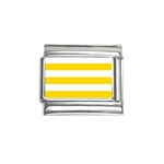 Horizontal Stripes - White and Gold Yellow Italian Charm (9mm)