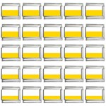 Horizontal Stripes - White and Gold Yellow 9mm Italian Charm (25 pack)
