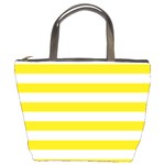 Horizontal Stripes - White and Gold Yellow Bucket Bag