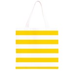 Horizontal Stripes - White and Gold Yellow Grocery Light Tote Bag