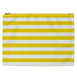 Horizontal Stripes - White and Gold Yellow Cosmetic Bag (XXL)