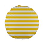 Horizontal Stripes - White and Gold Yellow Standard 15  Premium Round Cushion