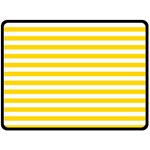 Horizontal Stripes - White and Gold Yellow Fleece Blanket (Large) (One Side)