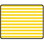 Horizontal Stripes - White and Gold Yellow Fleece Blanket (Medium) (One Side)