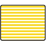 Horizontal Stripes - White and Gold Yellow Double Sided Fleece Blanket (Medium) (Two Sides)