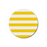 Horizontal Stripes - White and Gold Yellow Rubber Round Coaster (4 pack)