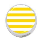 Horizontal Stripes - White and Gold Yellow 4-Port USB Hub (Two Sides)