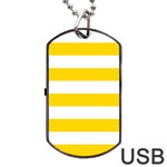 Horizontal Stripes - White and Gold Yellow Dog Tag USB Flash (Two Sides)