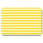 Horizontal Stripes - White and Gold Yellow Large Doormat
