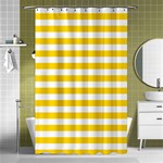 Horizontal Stripes - White and Gold Yellow Shower Curtain 48  x 72  (Small)